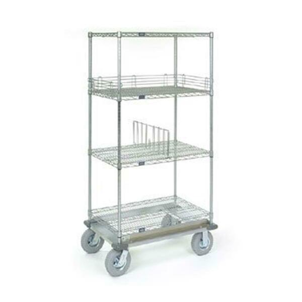 Nexel Stainless Steel Wire Shelf Dolly Truck with Pneumatic Wheels- 18 x 48 x 72 in. D1848NS